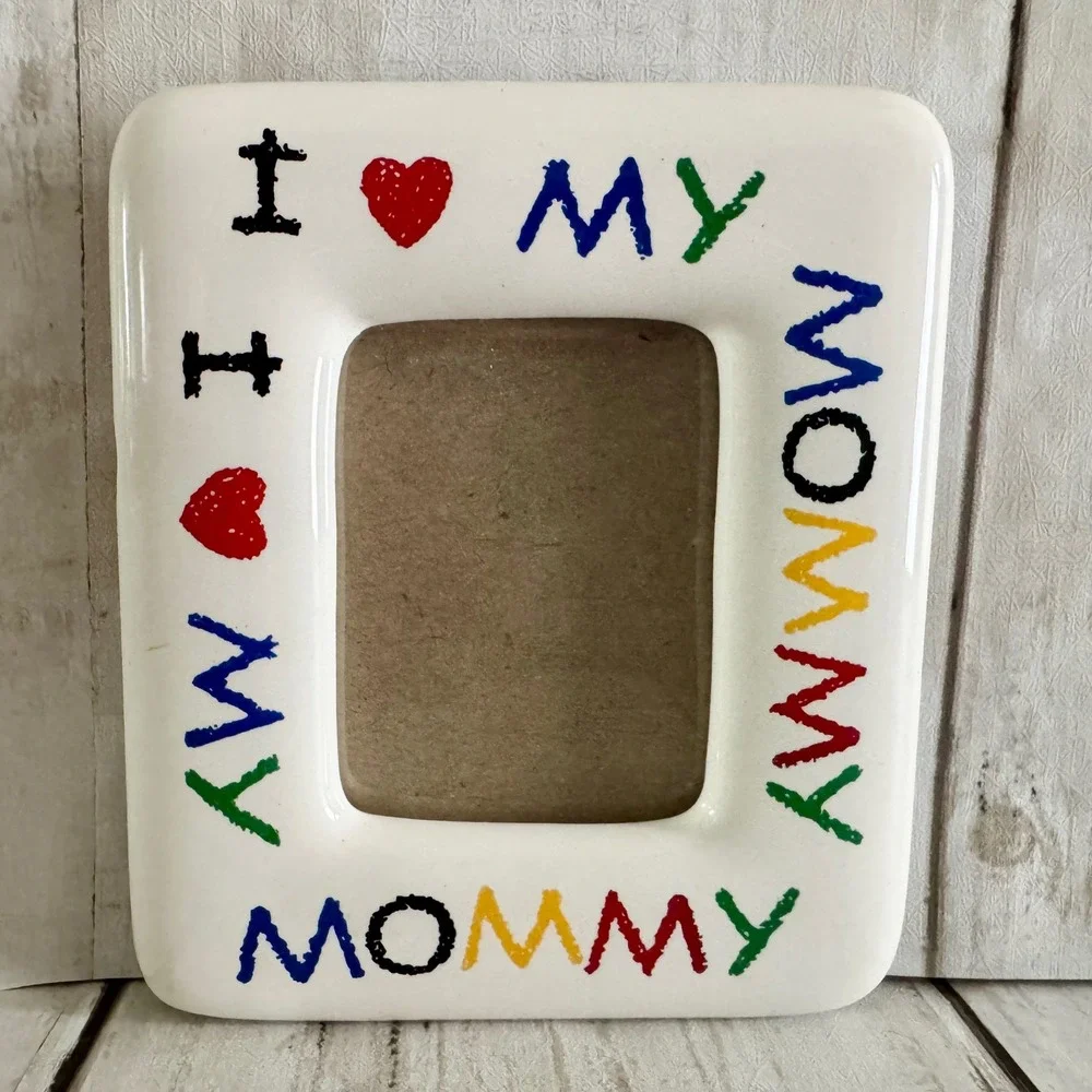 Fetco I Love My Mommy Magnet Ceramic Picture Frame White Multicolor Crayon Style